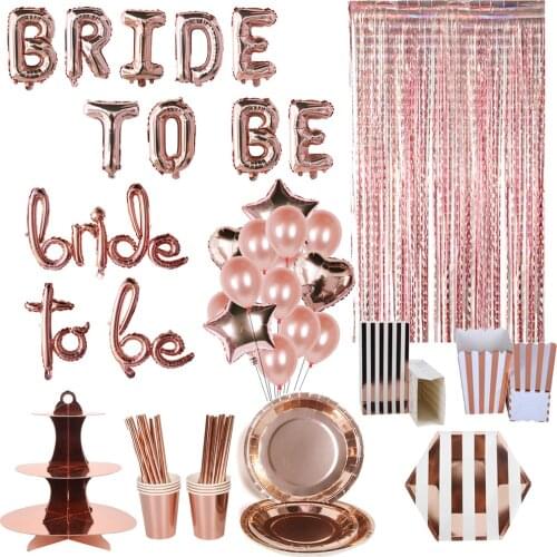 Wedding Decorations Rose Gold Bride To Be Letter Foil Ballon Bride Veil Sash Headband Bridal Shower Bachelorette Party Supplies