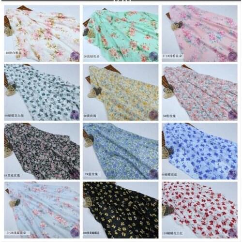 Printed fabric pearl chiffon fabric ancient spring and summer small broken flower dress garment material