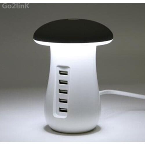 6 Ports USB HUB Mushroom Table Lamp Charger QC 3.0 Fast Charging Station Phone Adapter For Iphone 6 Samsung S8 Huawei P10