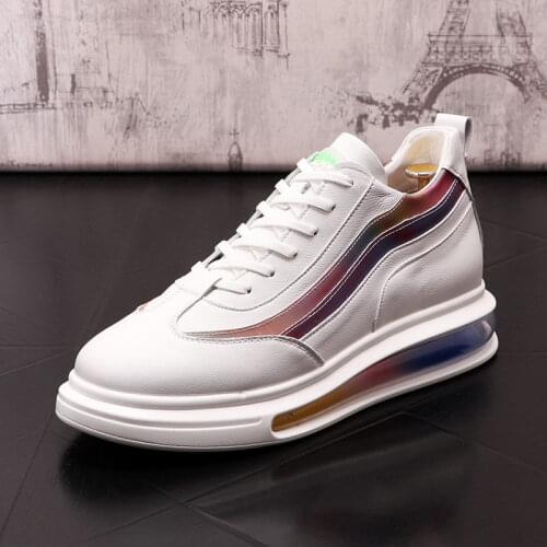 Spring Fall British Mens Casual Shoes Lace Up Height Increasing Younger Daily Sport Platform Hombre Chaussure Size 38-43 ERRFC