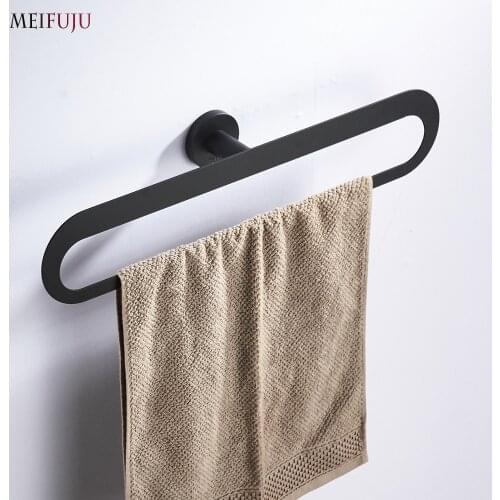 Brushed 304 Stainless Steel Towel Bar Black Bathroom Towel Ring Holder Wall Mounted Towel Rail Rack Holders Bathroom Accessories