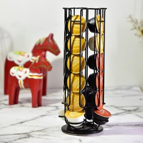 Rotatable Coffee Pod Holder for 24pcs Dolce Gusto Capsule Display Capsule Rack Stainless Steel Tower Stand Storage Shelves Rack