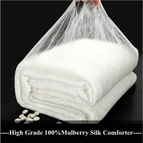 High quality mulberry silk winter quilt 100% Chinese woven hand-made 4-season blanket 100% cotton fabric cover