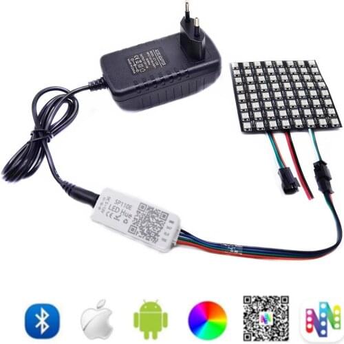 WS2812B Led Strip Matrix Digital Panel Individually Addressable With DC5V Led Power Supply SP110E Bluetooth Controller