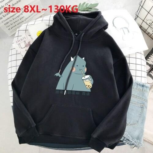 Plus size 8XL bust 142cm Women Fleece Hoodies Sweatshirt Winter Cartoon Hooded Sweatshirt Casual Loose Jumper Pullovers