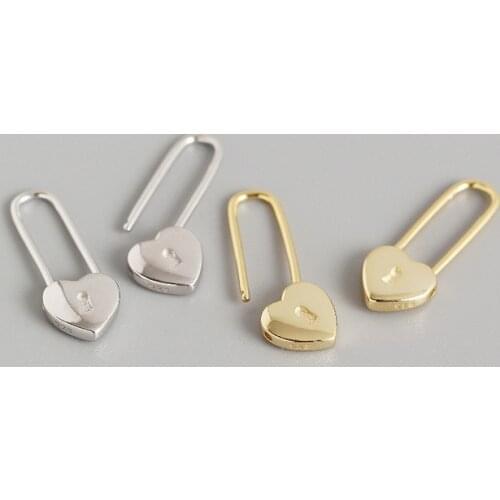 925 Sterling Silver Luxury Heart-shaped Long Hoops Earrings Gift For Women Designer Korean Punk Accessories Fine Jewellery