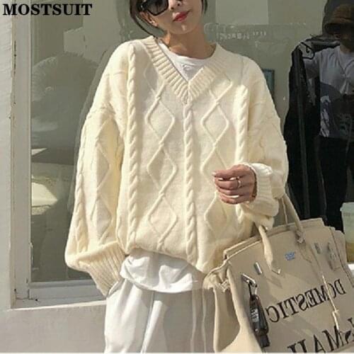 New Autumn Full Sleeve Female Twisted Knitted Jumpers Causal Loose Women Warm Sweaters Tops Ladies Knitwear Pullovers 2021