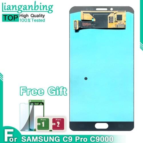 Super AMOLED LCD 100% Tested For Samsung Galaxy C9 Pro C9000 LCD Display Touch Screen Assembly Replacement Black White Gold