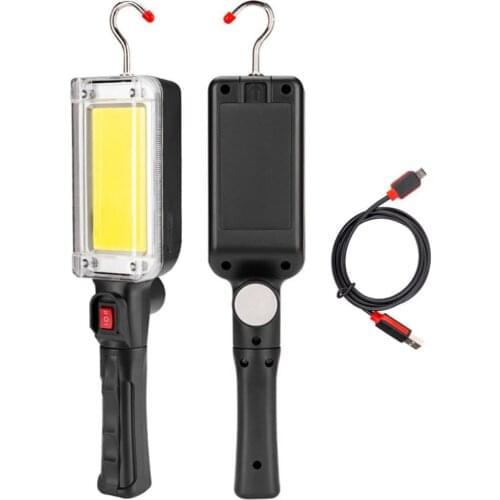 1PC COB LED Hunting Flashlight 18650 USB Rechargeable Work Light 2Modes Camping Emergency Torch Lantern Portable Fishing Lamp