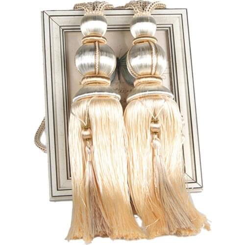 2Pc Home Decor Hanging Rope Silk Tassel Fringe Tassel Trim Garment Decoration Key Tassels For DIY Embellish Curtain Accessories