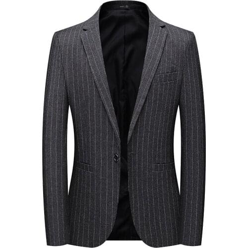 2021 Mens Autumn Business Casual blazer Youth Stripes Handsome blazer