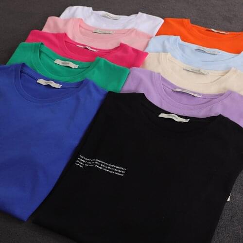 2021 Summer Short Sleeve T-Shirts Loose Solid Women Tee Shirt Casual O-Neck Hipster Female Clothing New High Quality Streetwear
