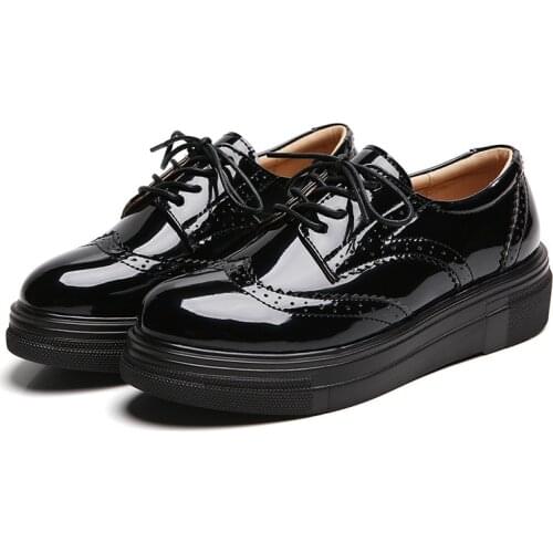 2021 Spring Patent Leather Thick-soled Womens Shoes Korean Casual Shoes Fashion Student British Single Shoes Zapatos De Mujer