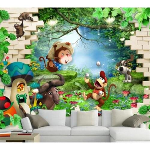 Beibehang 3D fashion cartoon childrens room custom mural pastoral style background wall home decoration mural papel de parede