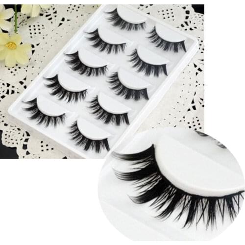 Makeup False Eyelashes 5 Pairs Natural Long Crisscross Thick Soft Fake Eyelashes Beauty Light Makeup Stage Cotton Stalk Lashes