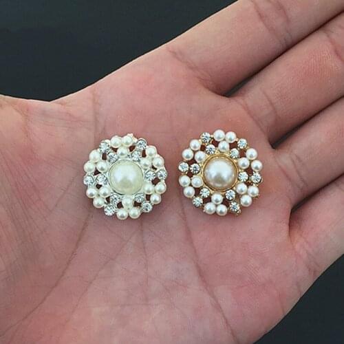 50pcs Round Flower Buckle Button Wedding Hairpin Hair Clip Decor Rhinestone Appliques Celeb Bag Dress Shoes Embellishment Crafts