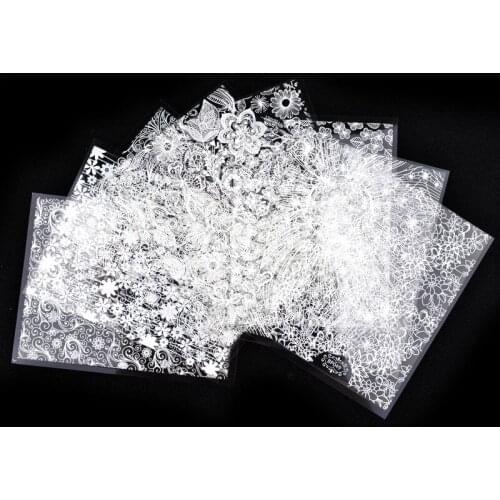 8pcs/set of Fashionable New Style Black White Silver Gold Metal Nail Stickers DIY Nail Stickers Decal Decoration