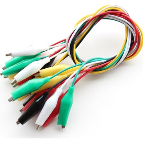 Free shipping 1 set 10 pcs New Arrival 50cm Double-ended Alligator Crocodile Clip Cable Test Jumper Wire Cable