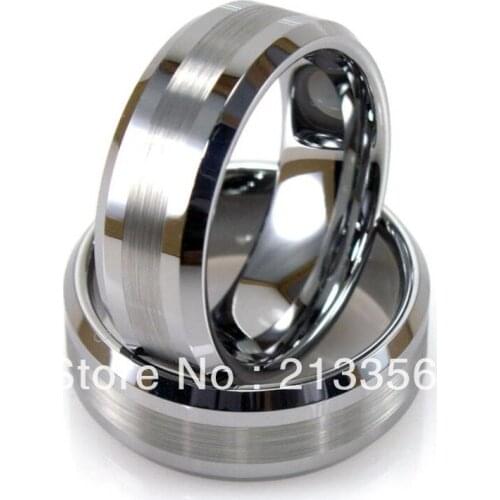 Free Shipping!Wholesales Cheap Price Promotion Sales! USA Hot Selling Mens Tungsten Wedding Ring With Flat Brushed Center