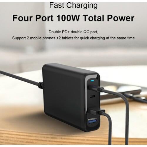 PD charger 100w USB C Fast Charger Dual QC3.0 Type c portable Travel Charge with Full speed Compatible for iPhone7 8 x xs 11 pro