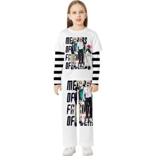 Deku Cosplay Childrens Pajamas Set Anime My Hero Academia Kids Fake Two-Piece Long Sleeve T-shirt Pants Suit For Boys And Girls