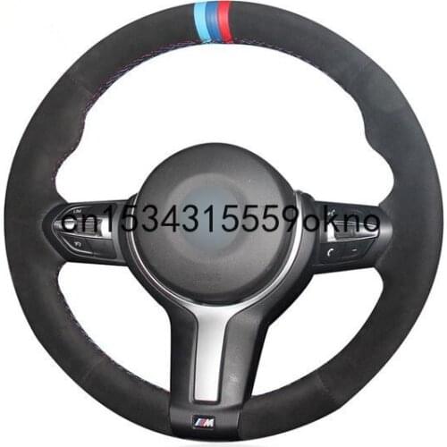 DIY Black Suede Leather Steering Wheel Cover for BMW F87 M2 F80 M3 F82 M4 M5 F12 F13 M6 X5 M F86 X6 M F33 F30 M Sport