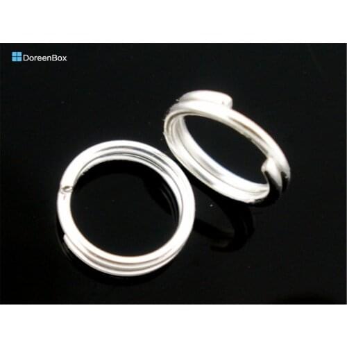 Doreen Box Lovely 400 PCs Silver color Double Loops Open Jump Rings 8mm Dia. Findings (B04161)