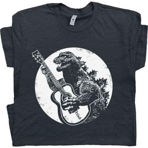 Guitar T Shirt Dinosaur Playing Gibson Acoustic Electric Bass Men Women Japan