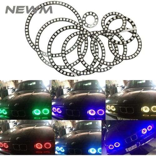 RGB 60mm 66mm 72mm 75mm 80mm 90mm 100mm 120mm 125mm Full Circle Halo Ring Changeable 5050 RGB LED Rings For Car Decoration