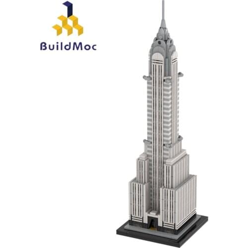 Buildmoc Creator Landmark Buildings City Skyline Chrysler House New York Skyscraper Architecture Streetview Building Blocks Toys