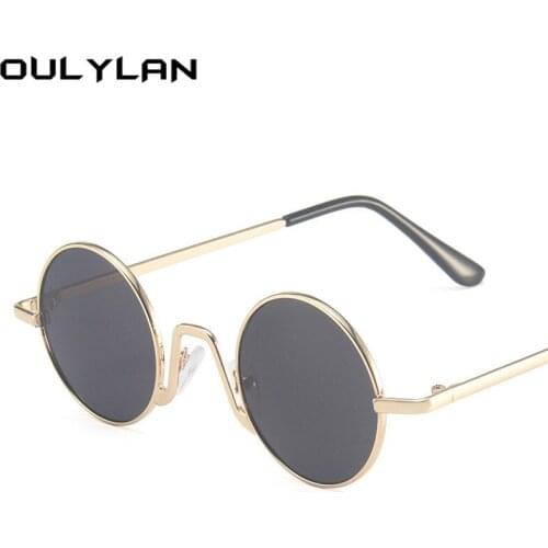 Trends Round Sunglasses Men Women Vintage Metal Glasses Frame Fashion Punk Eyewear Outdoors Shades for Ladies Male Gold Black