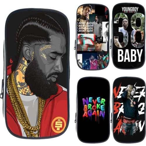 Cool YoungBoy Never Broke Again Pencil Bag Print Waterproof Pencil Case Kids Gift Zipper Stationery Container Girl Cosmetic Bag