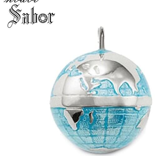 Pendant Globe silver color Black For Women & Men Fashion Gift Globe Pendant Fit Necklace thomas
