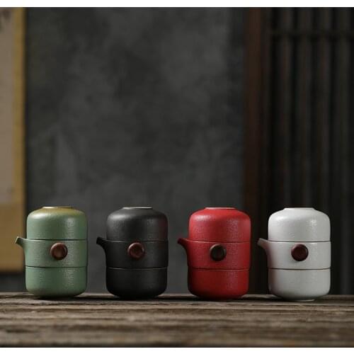 LUWU japanese ceramic teapot gaiwan teacups handmade portable travel office tea set drinkware
