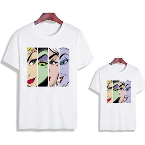 Maleficent Disney Princess Family Matching T Shirts Summer Short Sleeve Casual Loose Father Mother Baby Kids Tshirts Clothes