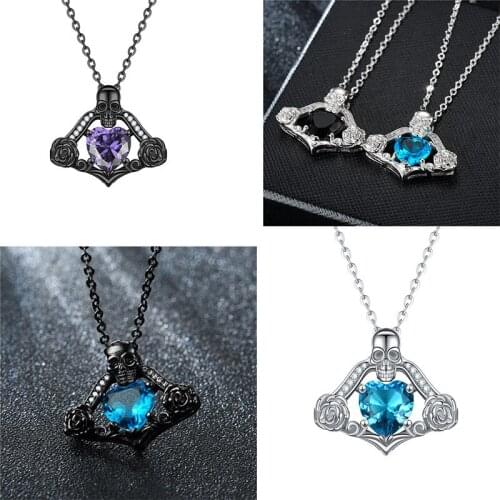 Fashion Skull Pendant Heart Crystal Zircon Chokers skull Necklaces for Womens Wedding Jewelry Dropshipping