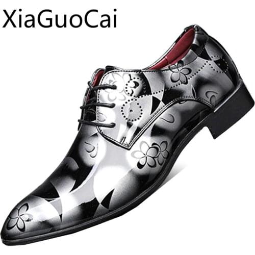 Pointed Toe Spring and Autumn Mens Formal Shoes Europe Style Cool Male Dress Shoes Pu Leather Party Flat Dress Shoes