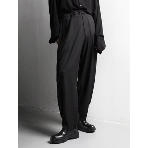 Drop down mens loose straight pants Korean fashion pants wide leg casual pants