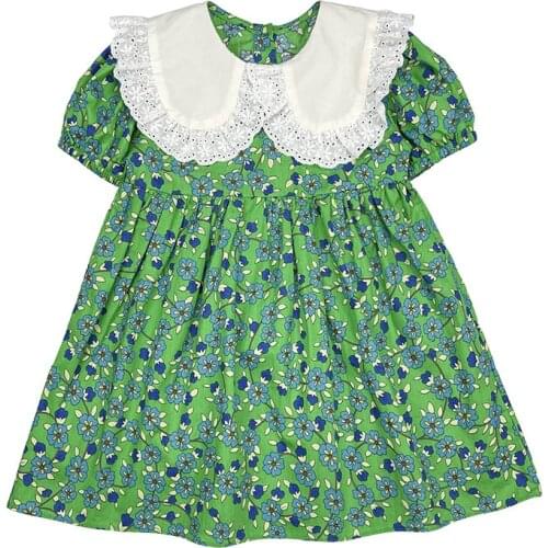 Girls short-sleeved dress 2021 summer new childrens floral lapel skirt baby Korean summer dress flower girl dresses
