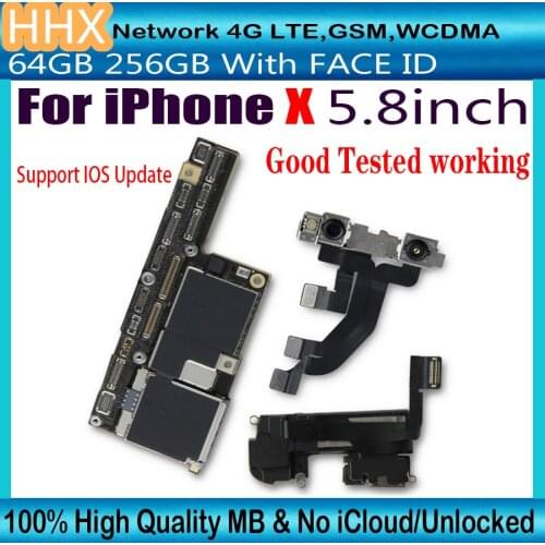 256GB 64GB For iPhone X 5.8 inch Unlocked Motherboard with Face ID Original main Logic Board With IOS System Support Update
