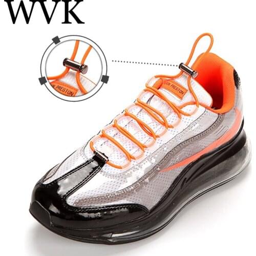 NEW fashion Shoelaces Metal Spring Buckle Lock Shoelace Outdoor Take a Walk Sneakers Round Elastic Children Unisex Shoe Laces