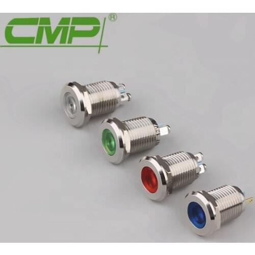 CMP Metal Led Light Concave Waterproof Equipment Indicator Lights Chrom Plated Brass
