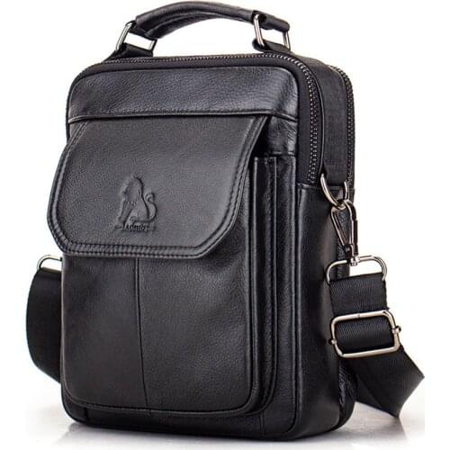 2020 mens Genuine Leather hangbag Vintage Messenger Bag cow leather male Casual multifunction Crossbody bag man Shoulder Bags