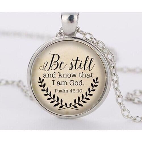 SUTEYI Hot Sale Bible Verse Necklace 'Be Still and Know That I am God' Pendant Psalm 46:10 Quote Handmade Necklaces Jewelry