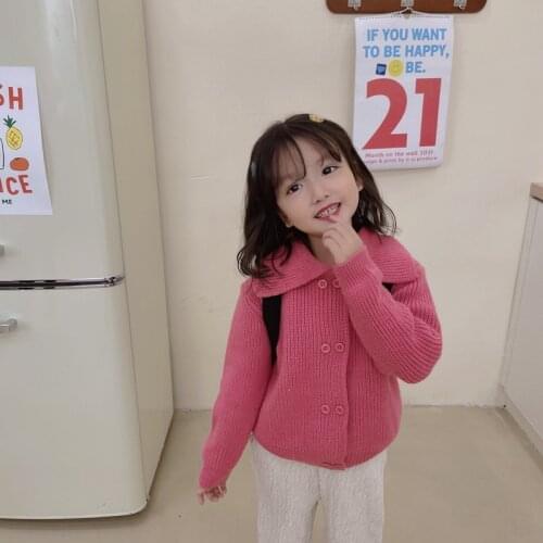 Girls Sweater Babys Coat Outwear 2021 Loose Thicken Warm Winter Autumn Knitting Casual Cardigan Top Cotton Childrens Clothing