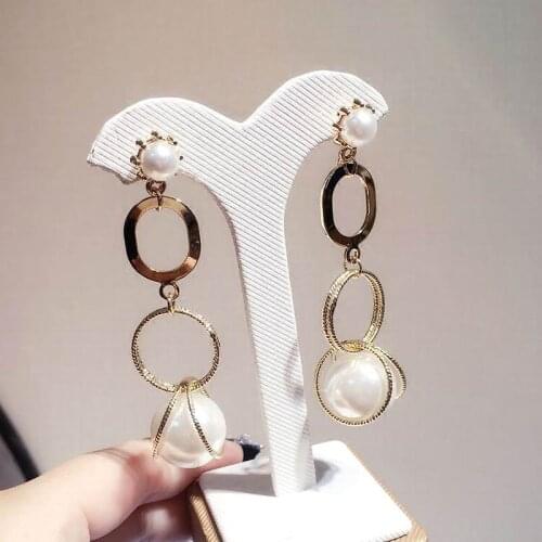 Temperament Statement Earrings For Women Geometric Circle Ball Long Earrings New Trendy Jewelry Party Dress Accessories