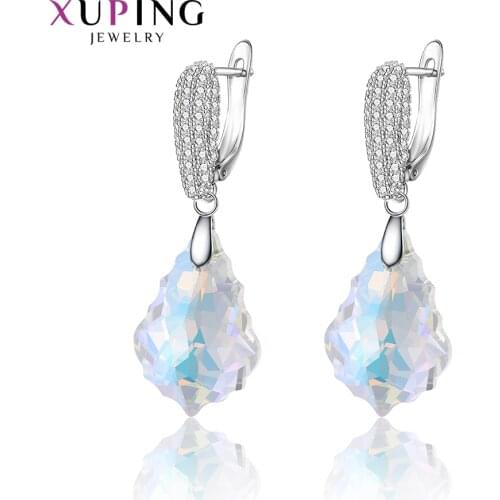 Xuping Jewelry Fashion Trendy Crystals Drop Earrings for Girls Women Valentines Day Gift 20492