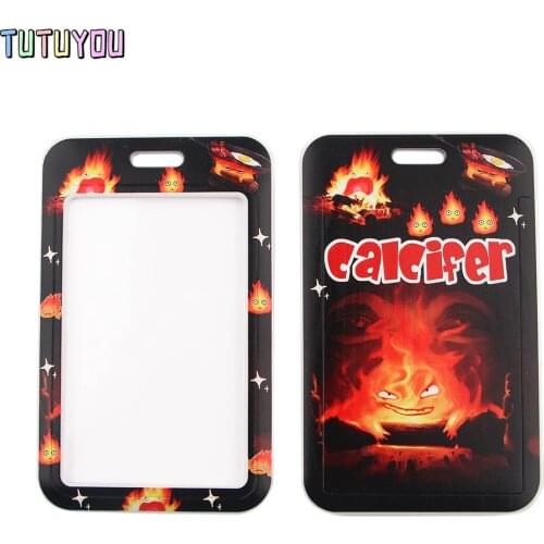 1pcs PC2776 Funny Demon Fireball Cartoon Lanyard Credit Card ID Holder Bag Student Travel Bank Bus Business Card Cover Badge