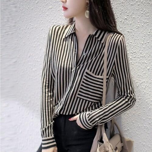 Knit Cardigan Jacket Women Short 2020 New Shirt Loose Wool Striped Shirt Sweater Women Clothing Women Fashion Clothing