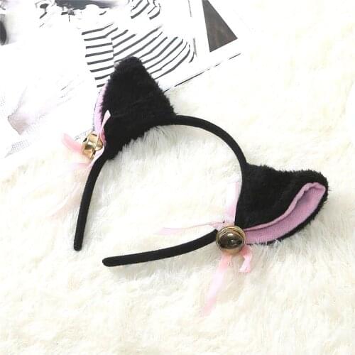 1@# 6 Colors Beautiful Masquerade Halloween Cat Ears Cosplay Cat Ear Anime Party Costume Bow Tie Bell Headwear Headband Anime